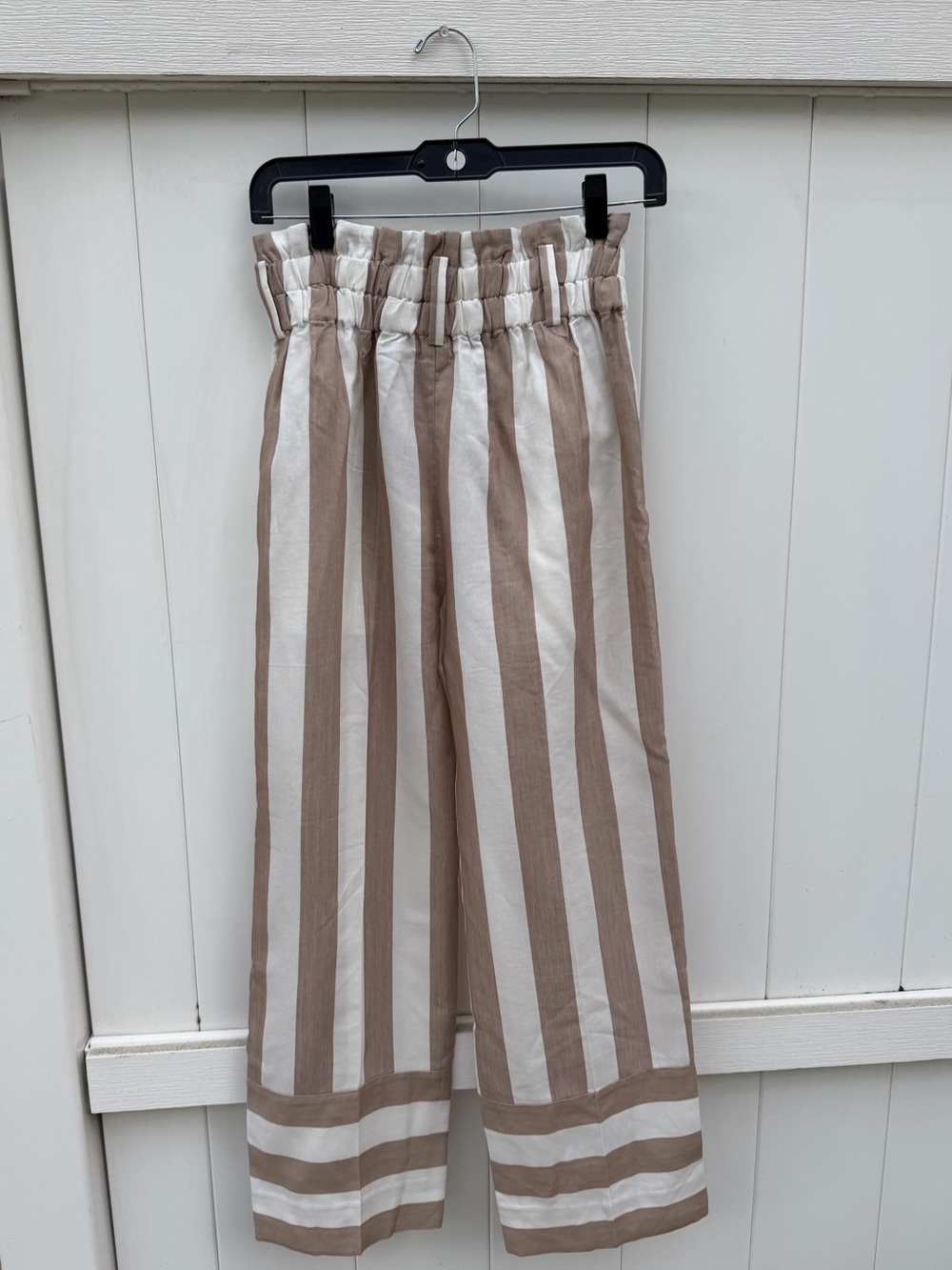 NWT J.Crew Point Sur Khaki Ivory Stripe Paperbag Pants 2P No Belt - Picture 3 of 7